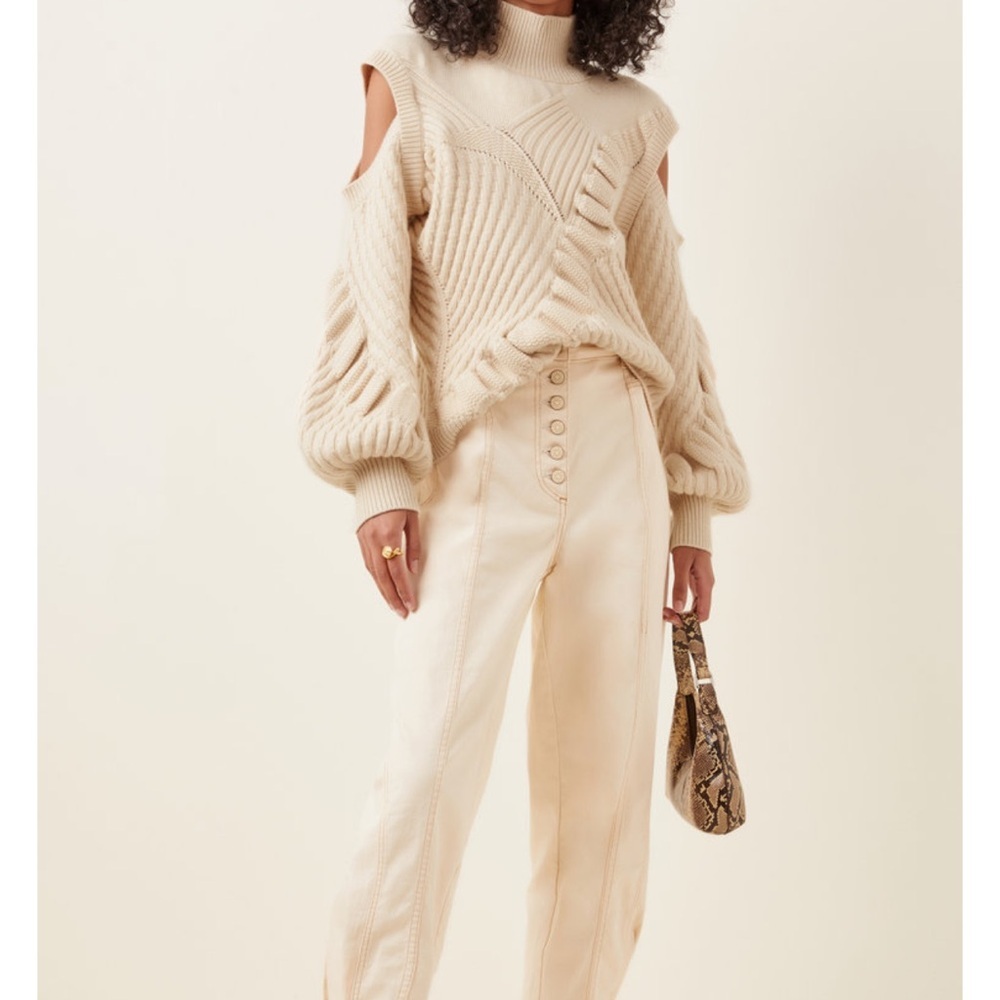 Alexis Velli Cold-Shoulder Knit Mock-Neck Sweater small